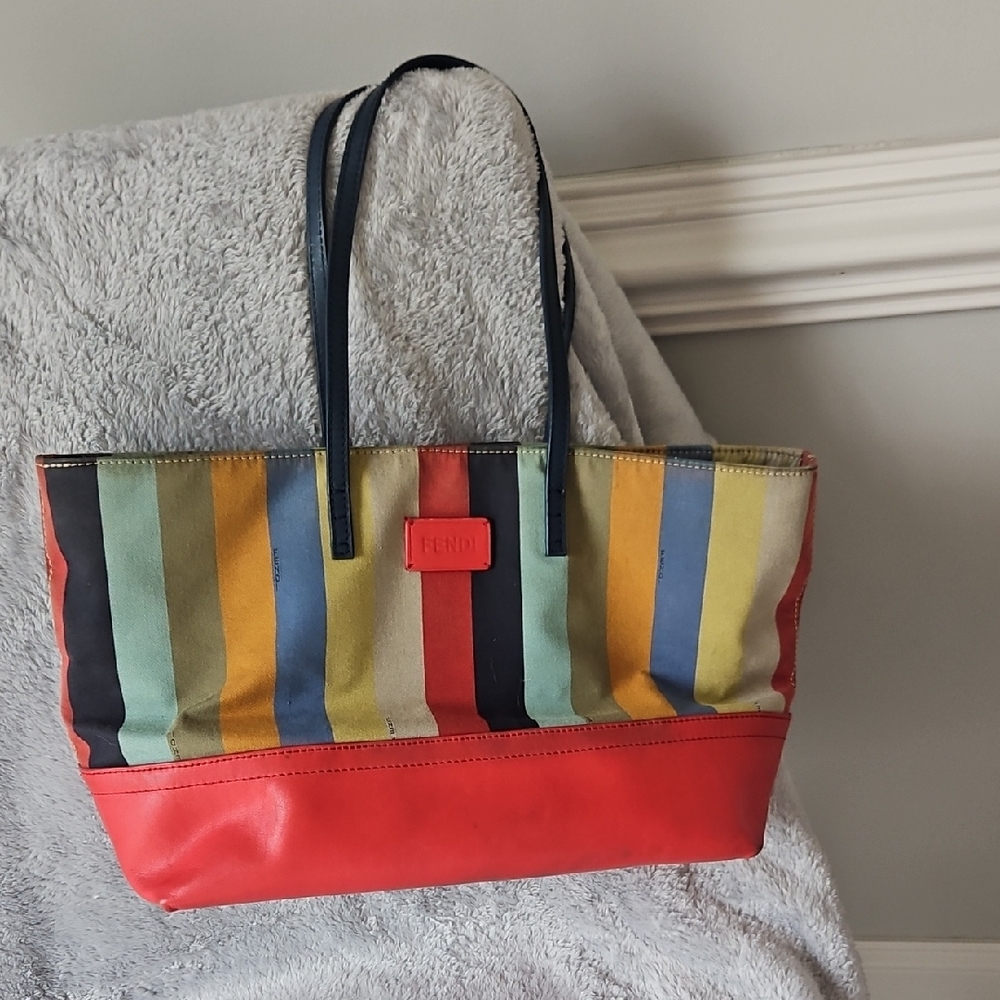 Fendi Vibrant Striped Tote Bag